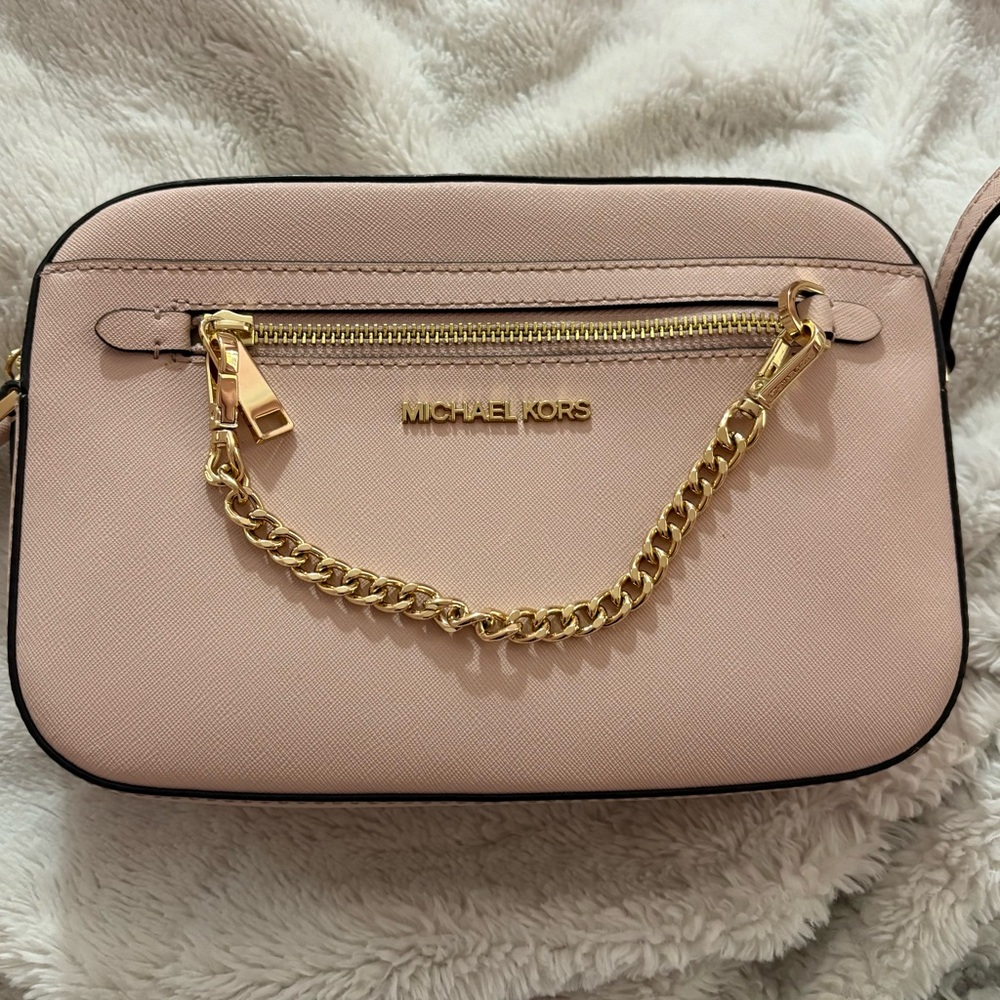 Michael Kors Pink and Gold Crossbody Bag with Chain Strap